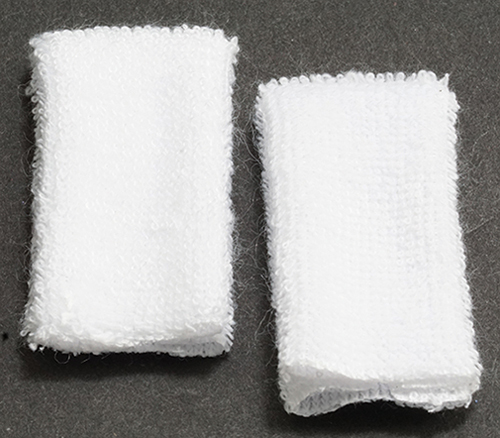 Dollhouse Miniature White Towel Set, 2pc